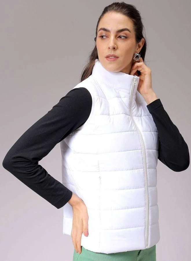 Freehand  Women Regular Fit Solid High Neck Sleeveless Quilted Jacket for Women | Best Price UAE